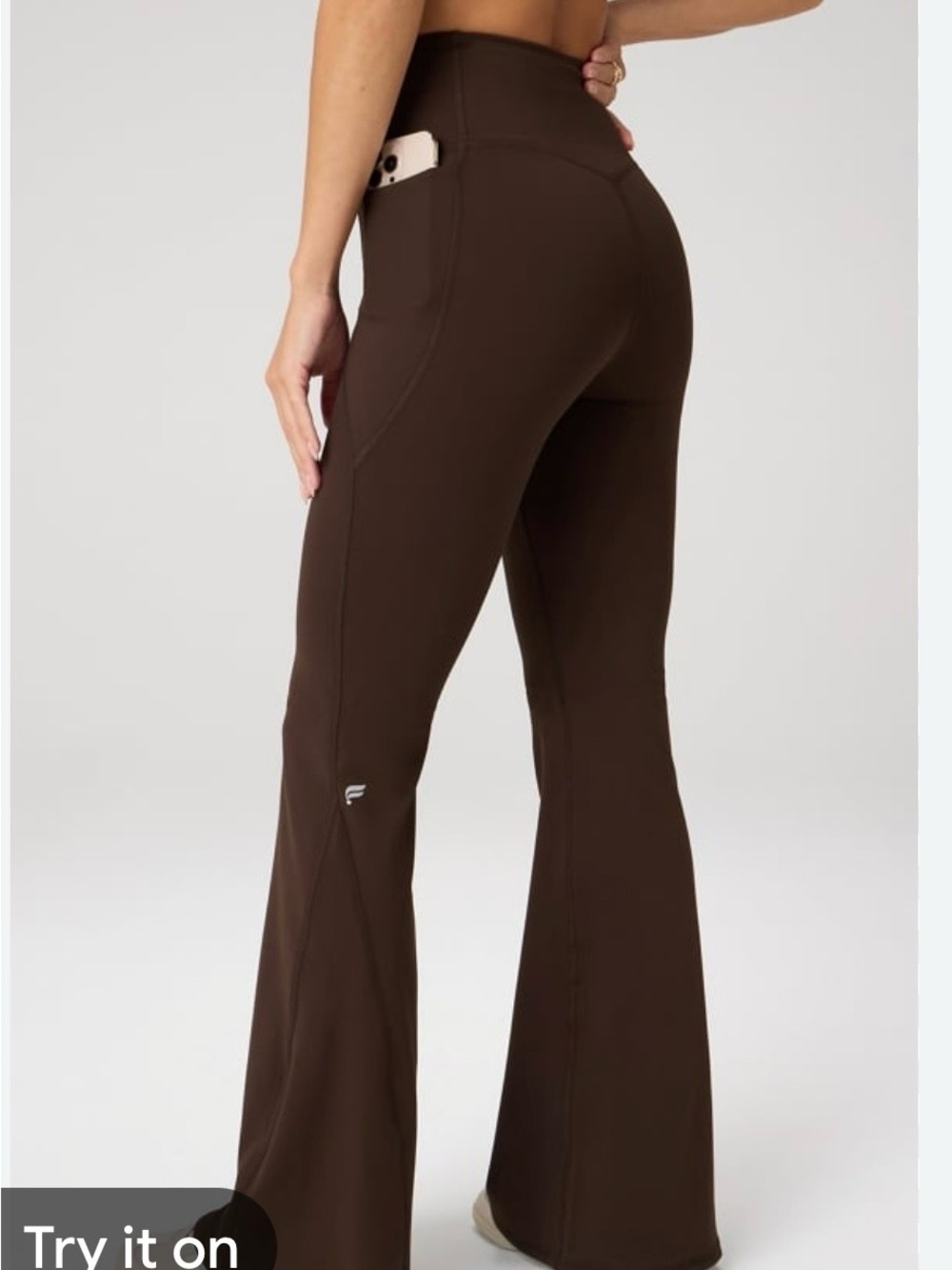 Fabletics High-Rise Brown Flared Performance Pants